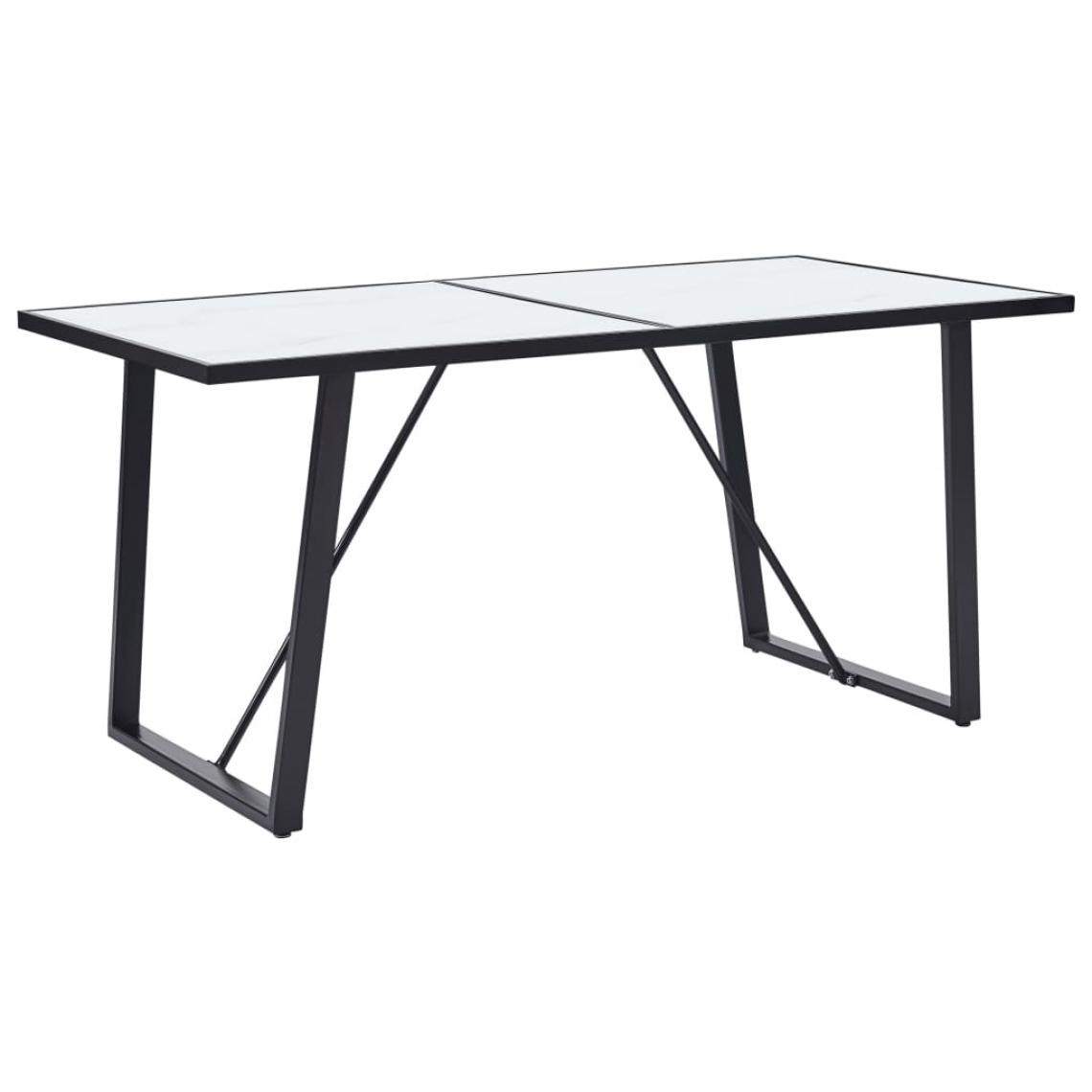 Chunhelife - Table de salle à manger Blanc 160x80x75 cm Verre trempé - Tables à manger