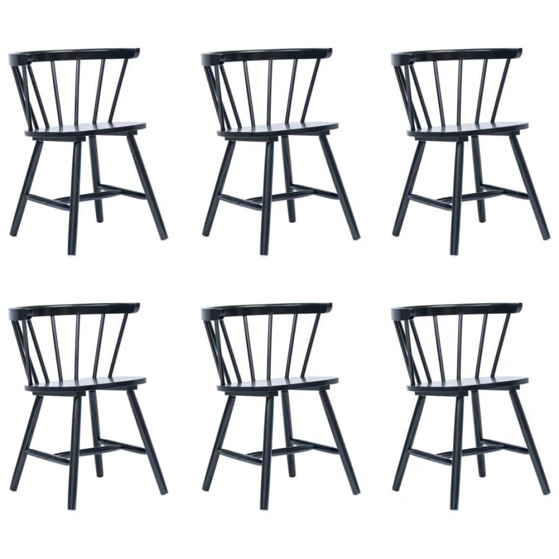 Decoshop26 - Lot de 6 chaises de salle à manger cuisine design élégant bois d'hévéa massif noir CDS022666 - Chaises