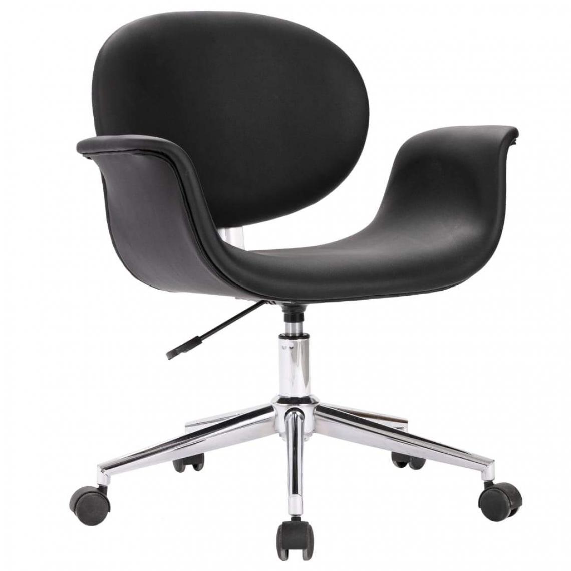 Decoshop26 - Chaise pivotante de salle à manger design contemporain similicuir noir CDS020098 - Chaises