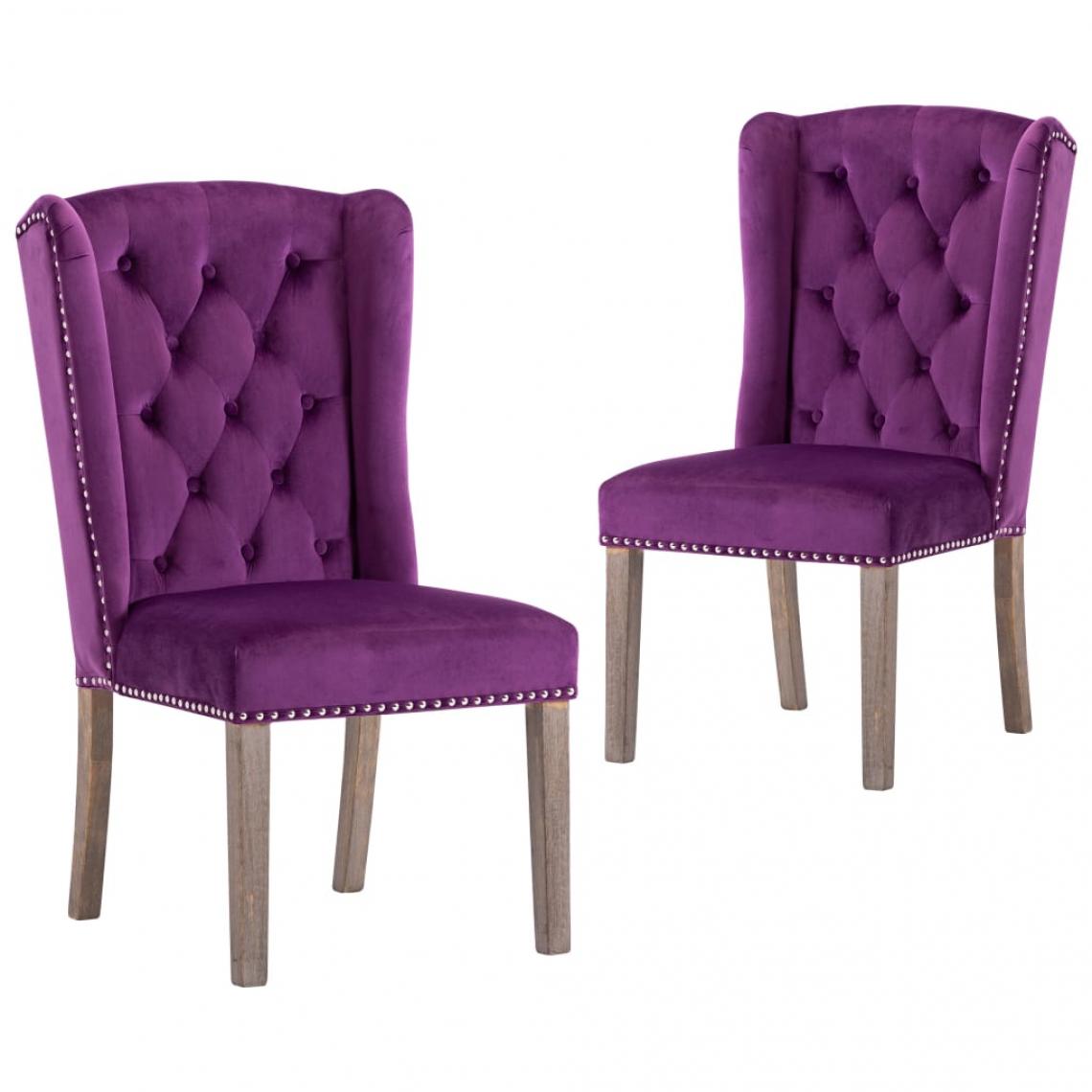 Decoshop26 - Lot de 2 chaises de salle à manger cuisine design classique velours violet CDS021148 - Chaises