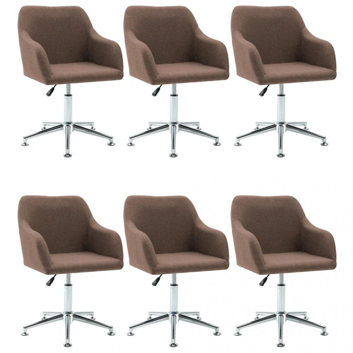 Decoshop26 - Lot de 6 chaises de salle à manger cuisine pivotantes design contemporain tissu marron CDS022761 - Chaises