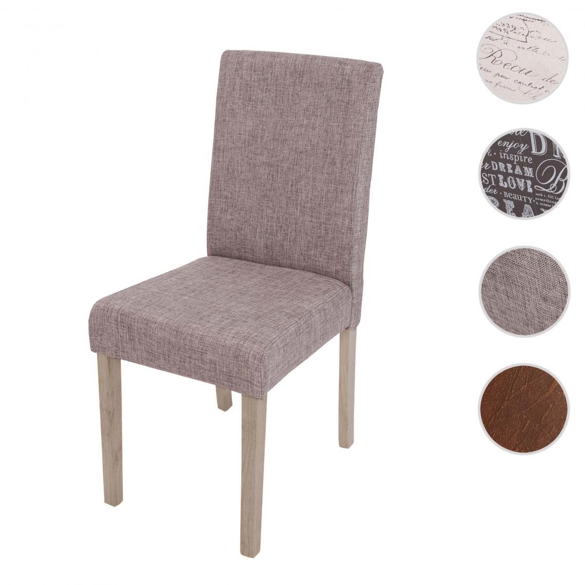 Mendler - Chaise de salle à manger Littau, chaise de cuisine, tissu/textile ~ gris, pieds marron - Chaises
