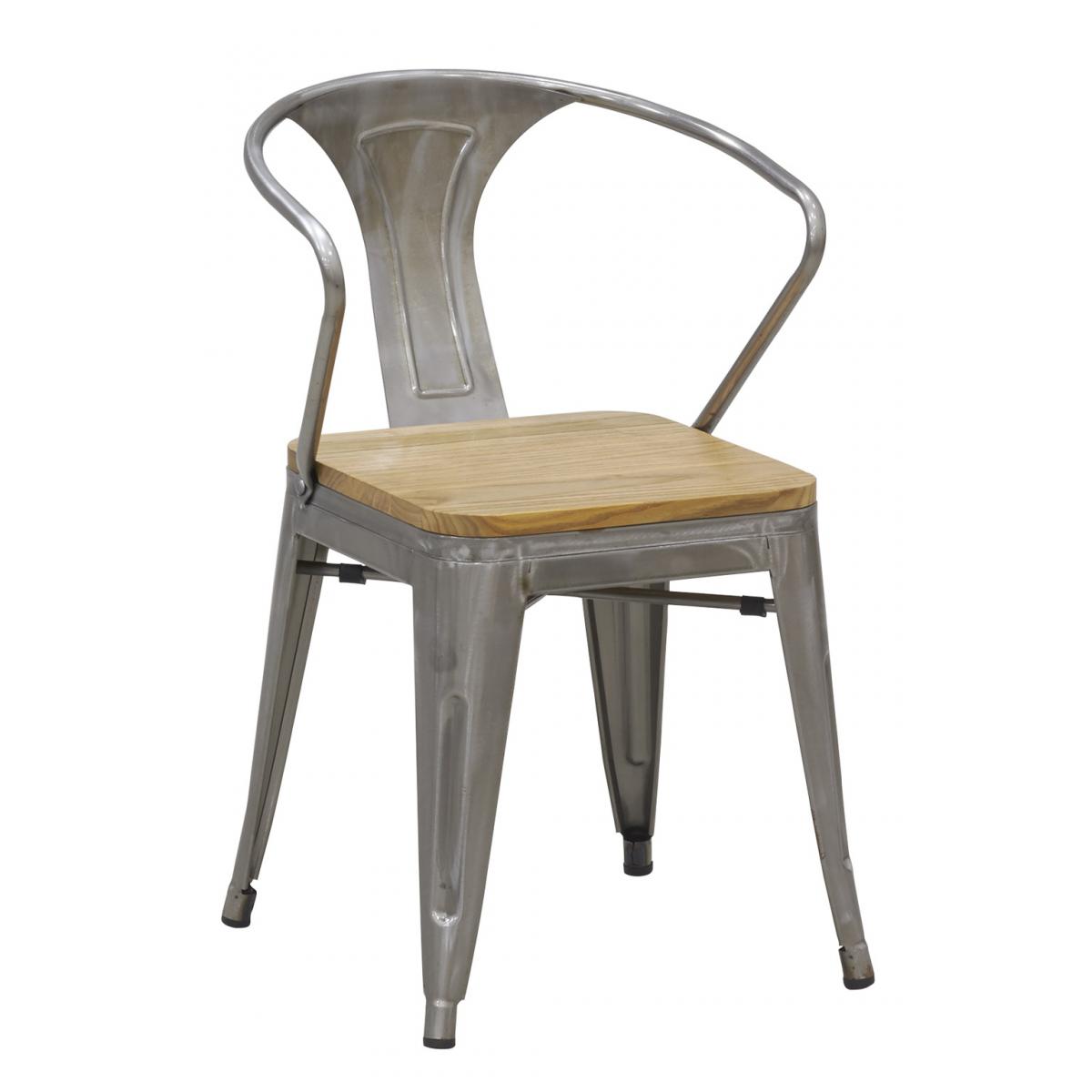 Aubry Gaspard - Chaise industrielle en métal et bois d'orme - Chaises