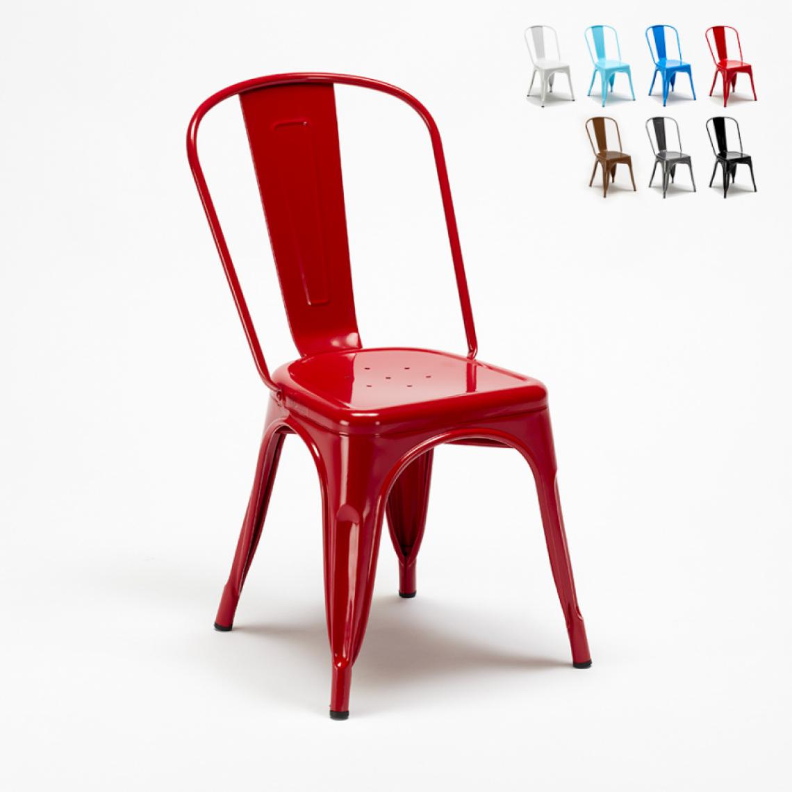Ahd Amazing Home Design - Chaise Tolix industrielle en acier et métal pour cuisine et bars Steel One, Couleur: Rouge - Chaises