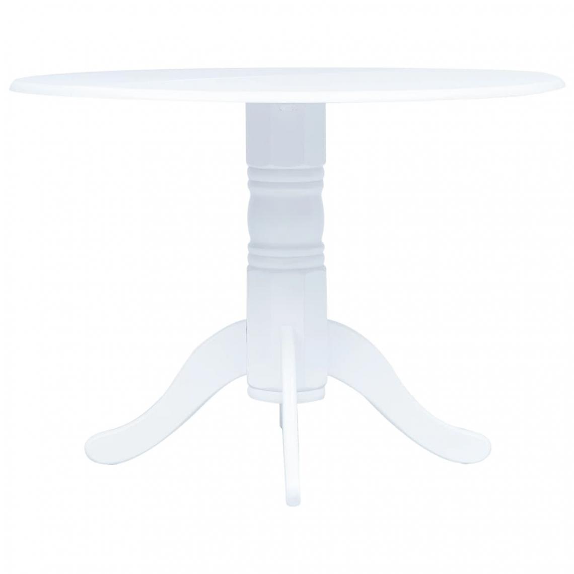 Chunhelife - Table de salle à manger Blanc 106 cm Bois d'hévéa massif - Tables à manger