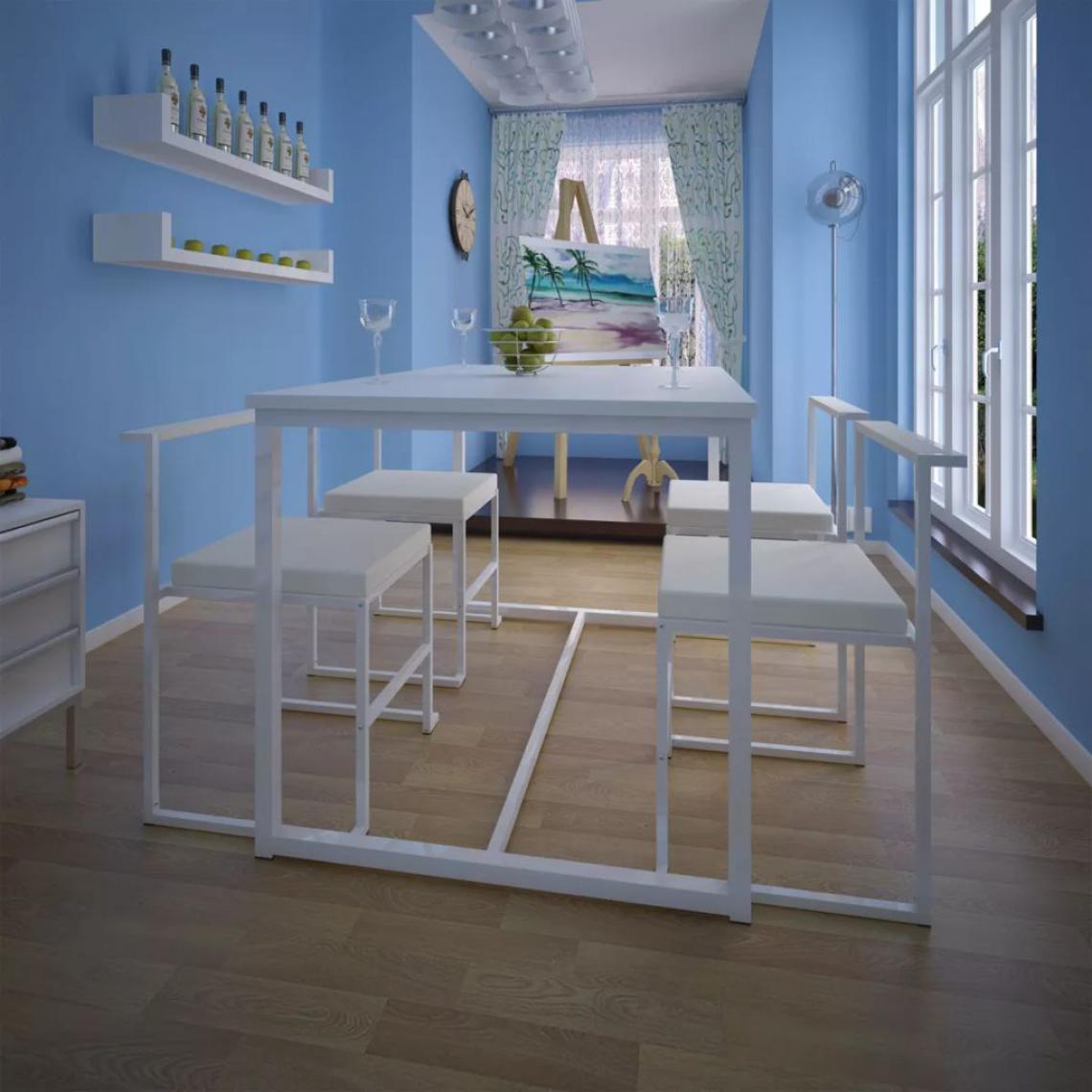 Chunhelife - Ensemble de table et chaises de salle à manger 5 pièces Blanc - Tables à manger