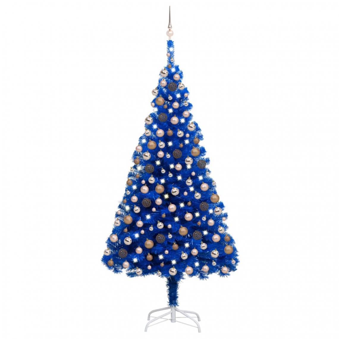 Vidaxl - vidaXL Arbre de Noël artificiel avec LED et boules Bleu 240 cm PVC - Sapin de Noël