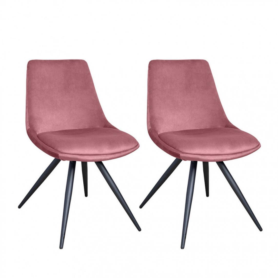 Meubletmoi - Lot de 2 chaises en velours rose - LOUNA - Chaises