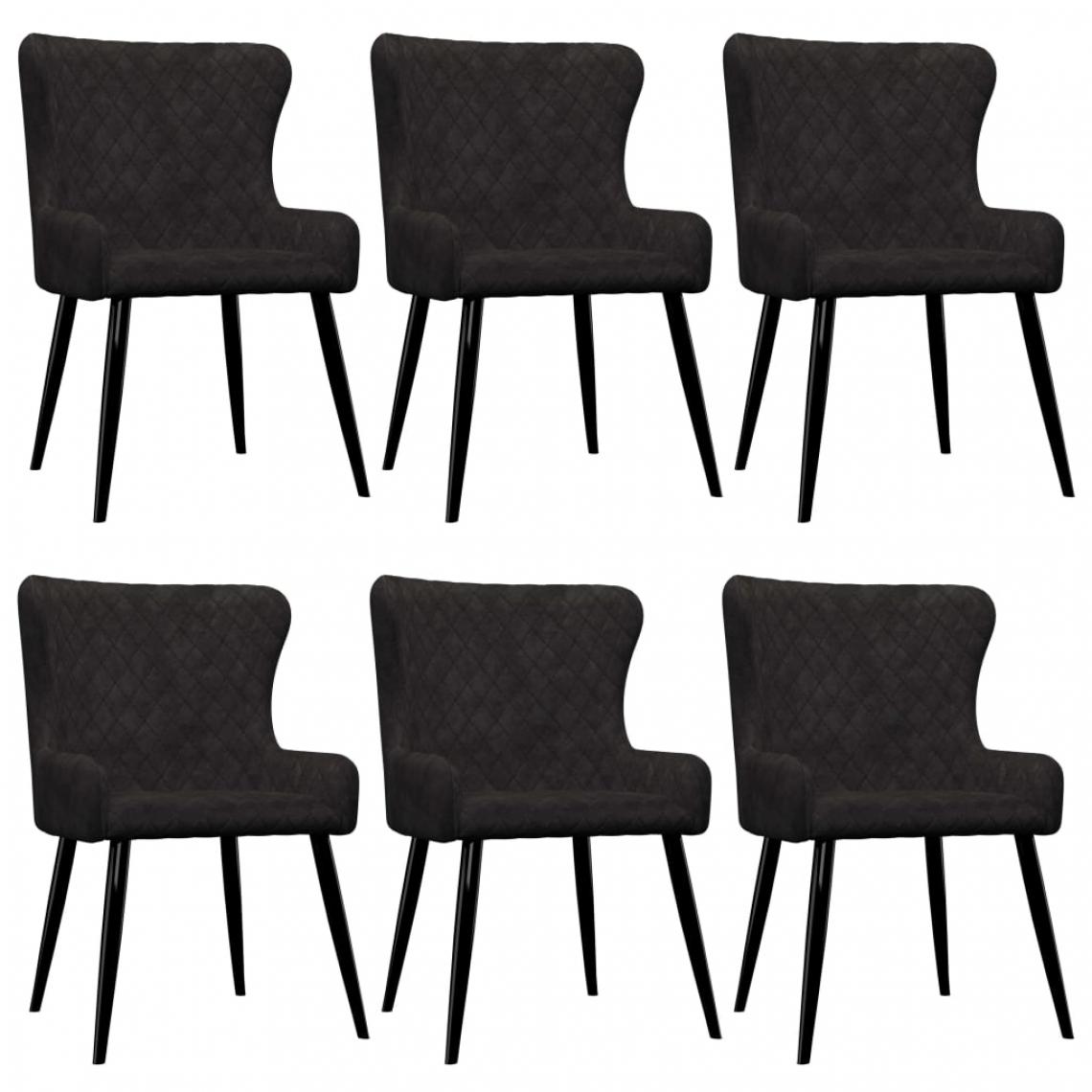 Chunhelife - Chaises de salle à manger 6 pcs Noir Velours - Chaises