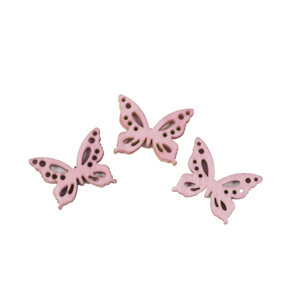 Visiodirect - 10 Lots de 20 Confettis de table papillon en Bois Rose - 1,5 x 2 cm - Objets déco