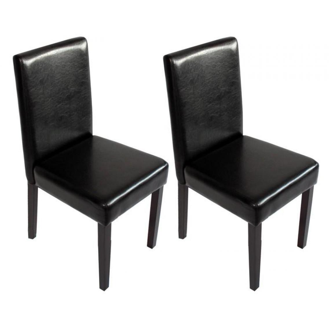 Decoshop26 - Lot de 2 chaises de salle à manger simili-cuir noir pieds foncés CDS04046 - Chaises