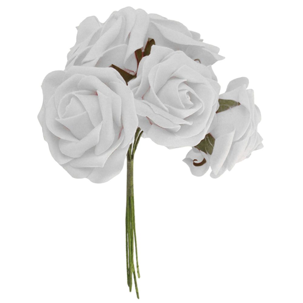 marque generique - 10x Teint Mousse Roses Fleur Artificielle Mariée Bouquet Parti Décor Blanc - Plantes et fleurs artificielles