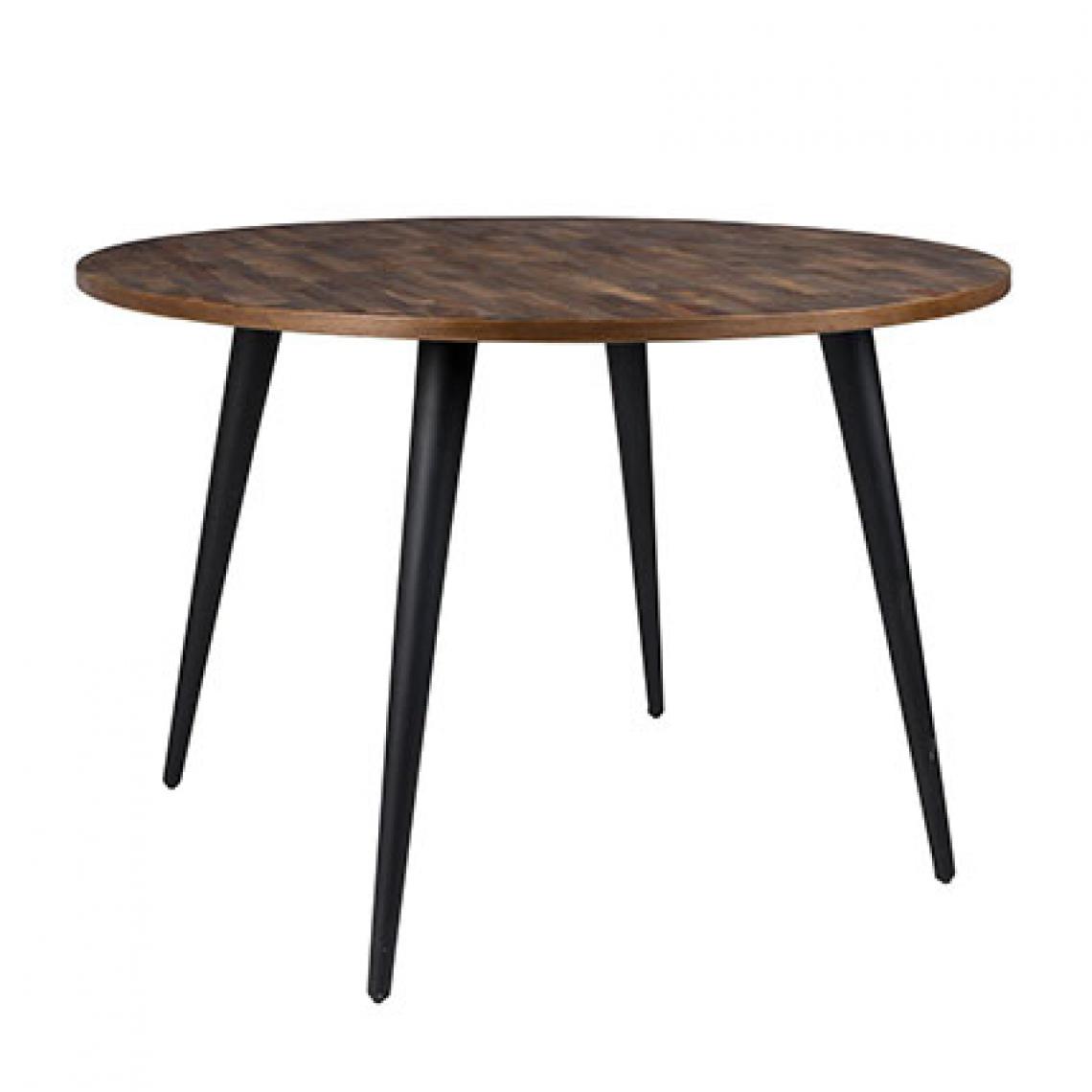Mathi Design - Table à manger ronde 110 cm en teck recyclé et métal - ALEN - Tables à manger