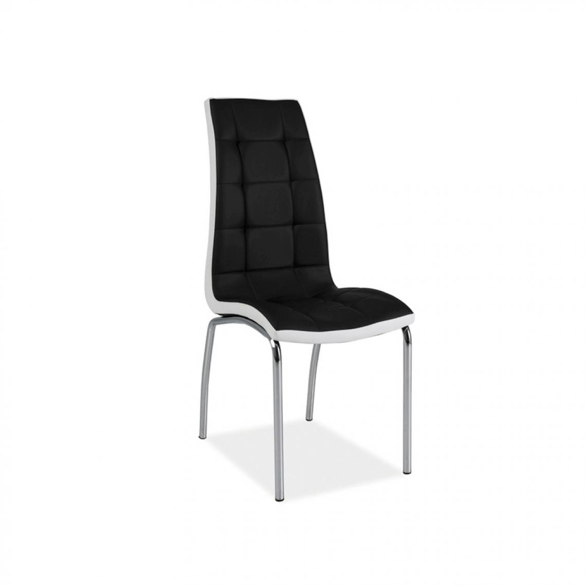 Ac-Deco - Chaise en cuir PU - H104 - 43 x 43 x 96 cm - Noir et blanc - Chaises
