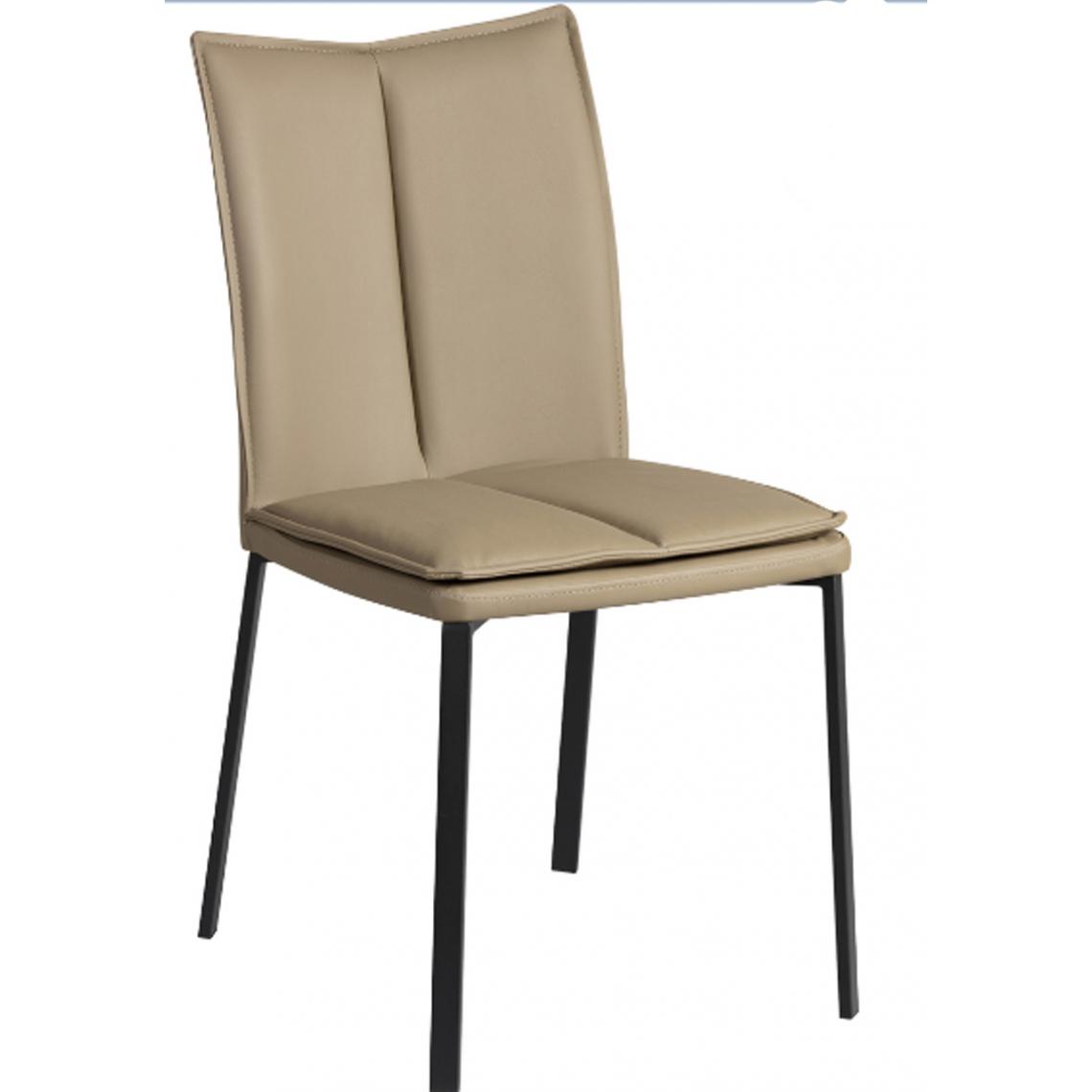 Pegane - Lot de 2 chaises taupes avec sur-coussin - L.46 x P.52 x Ht.85 x Ht Ass 46 cm -PEGANE- - Chaises