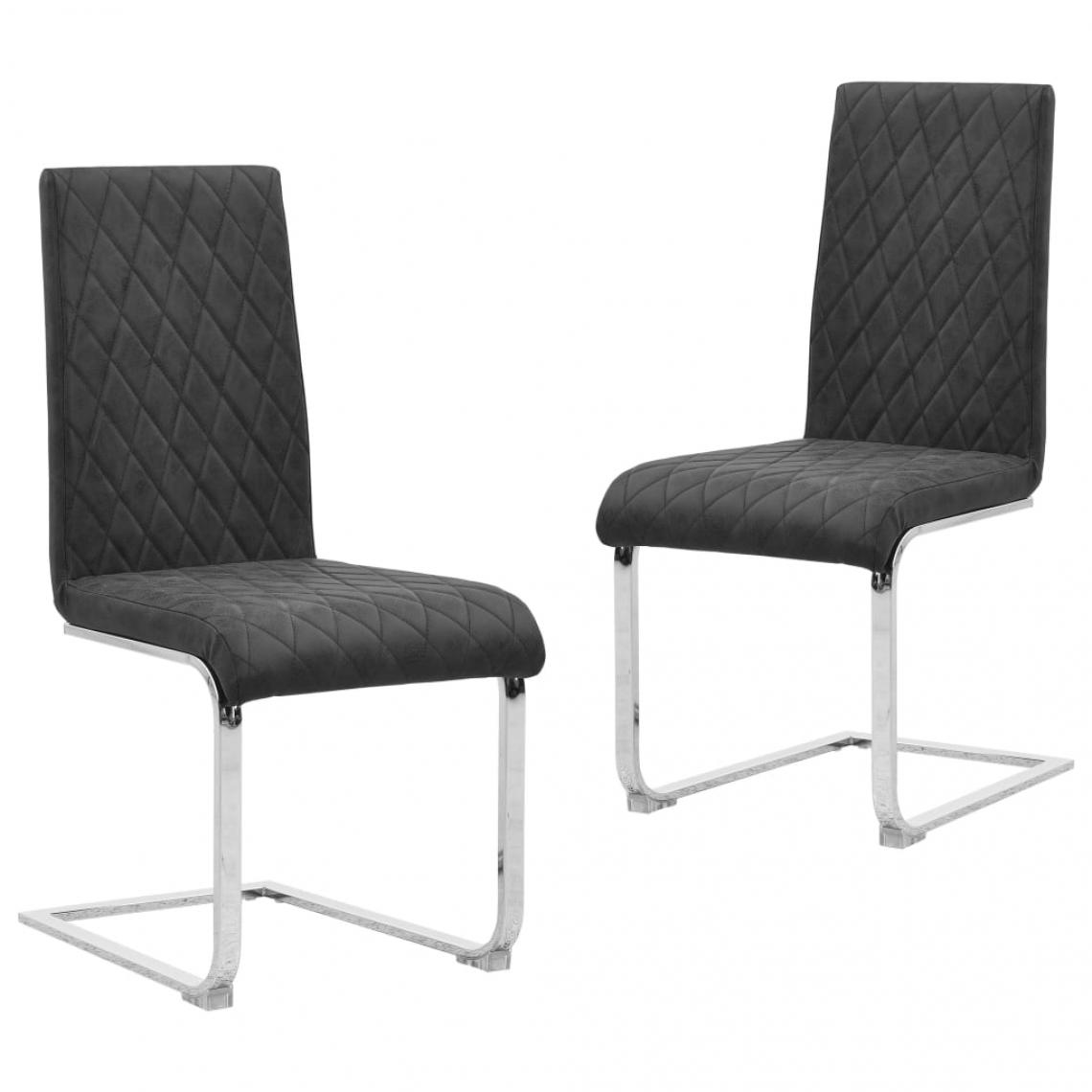 Decoshop26 - Lot de 2 chaises de salle à manger cuisine cantilever design moderne similicuir noir CDS020380 - Chaises