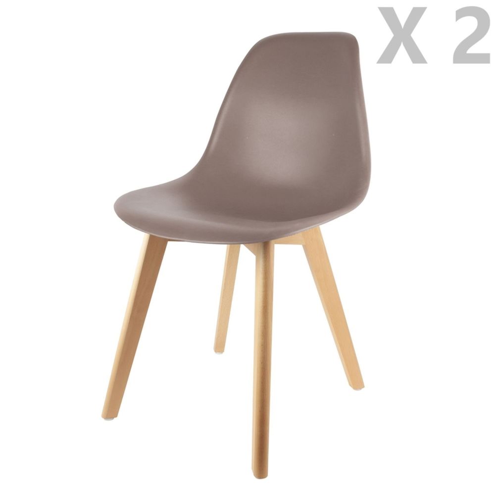 The Home Deco Factory - 2 Chaises design scandinave à coque Holga - Taupe - Chaises
