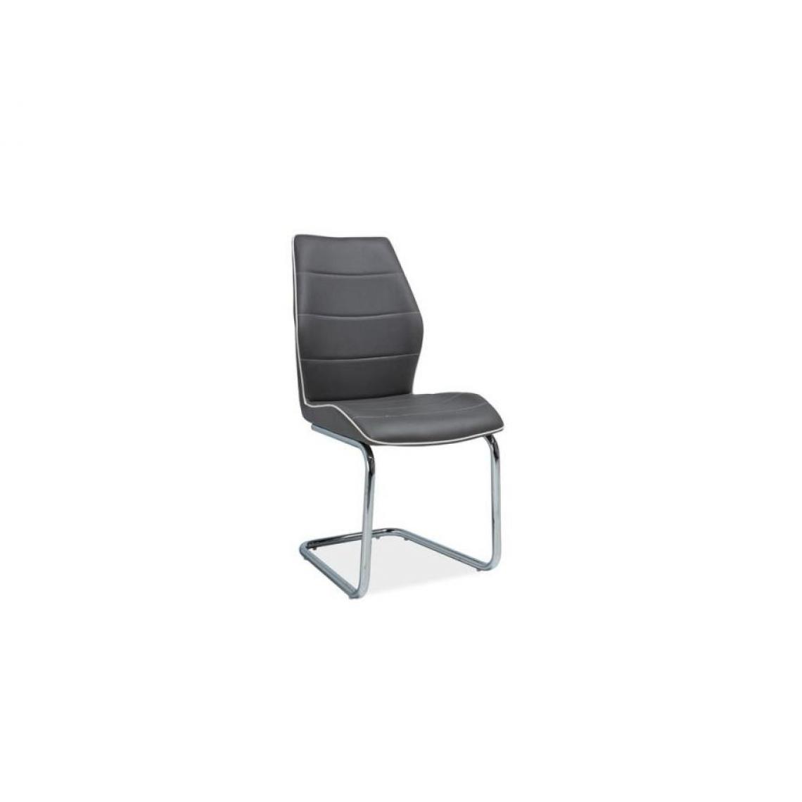 Hucoco - HINT | Chaise moderne pour salle à manger et salon | Dimensions 99x42x43cm | Rembourrage cuir écologique doux | Chaise bureau - Gris - Chaises