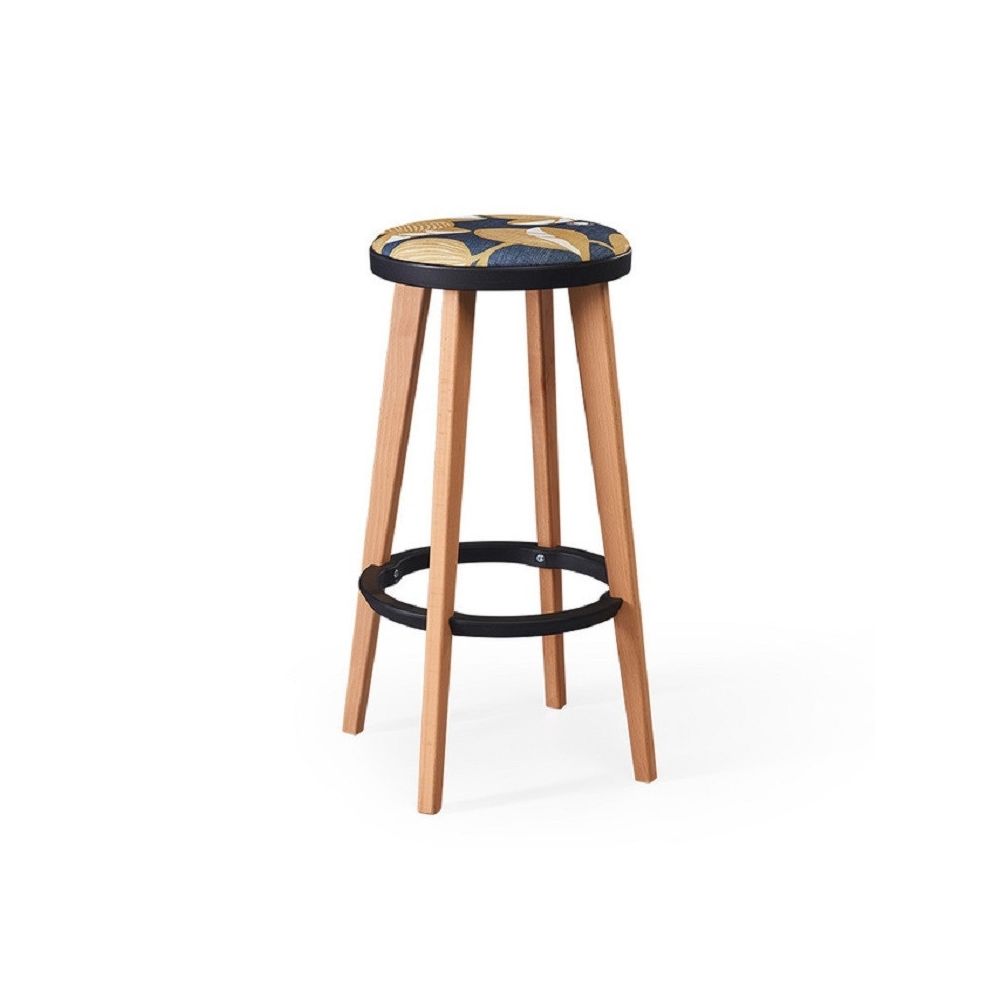 Wewoo - Chaise de bar minimaliste moderne en bois avec tabouret créatif cercle noir - jaune bleu - Chaises