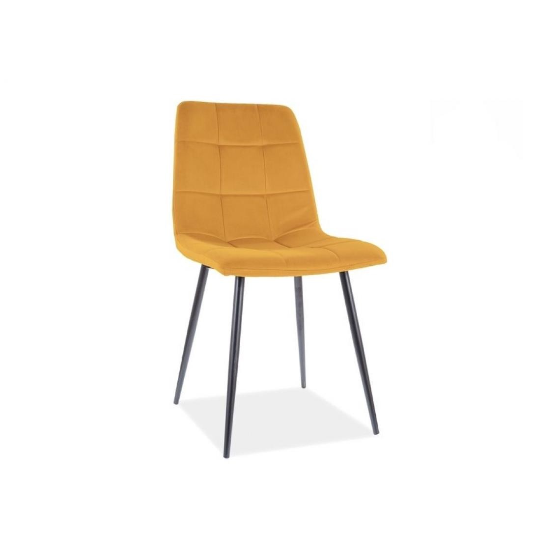 Hucoco - MILASO - Chaise de salle à manger salon- Style glamour - Chaise en velours - Dimensions 87x45x41cm - Jaune - Chaises