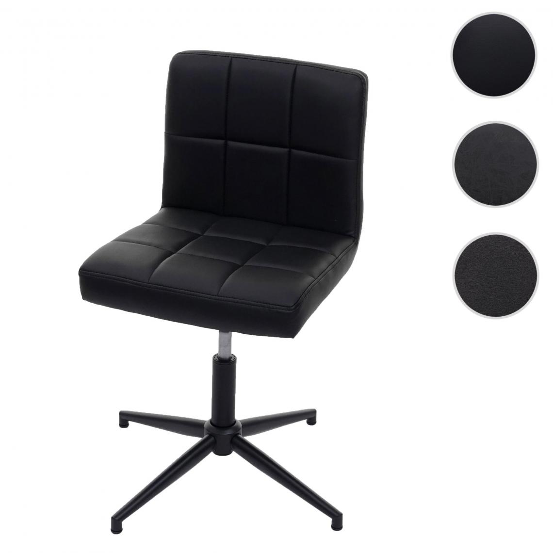 Mendler - Chaise de salle à manger Kavala II, chaise de cuisine ~ similicuir noir, pied noir - Chaises
