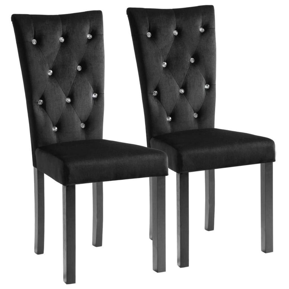 Helloshop26 - Lot de deux chaises de salle à manger velours noir 1902185 - Chaises