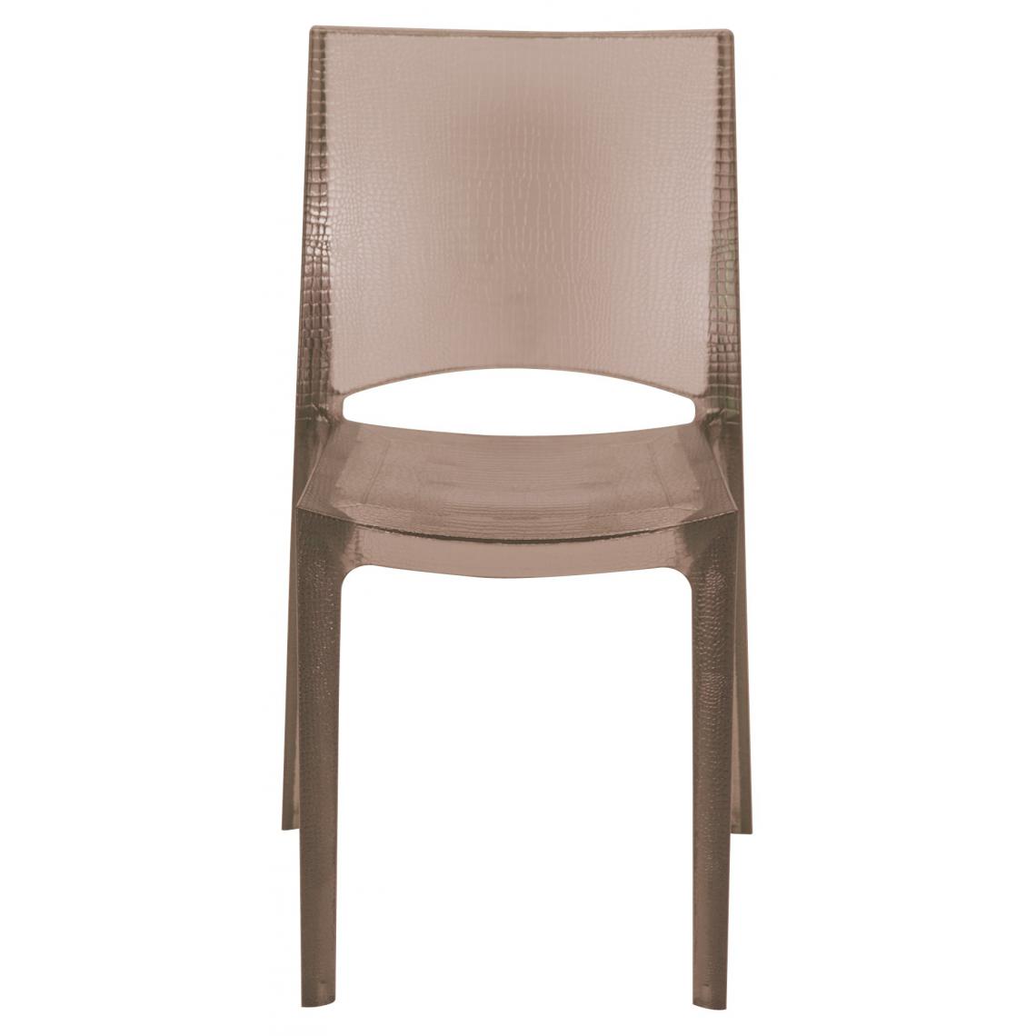 3S. x Home - Chaise Design Effet Croco Marron Fumée Transparente NILO - Chaises