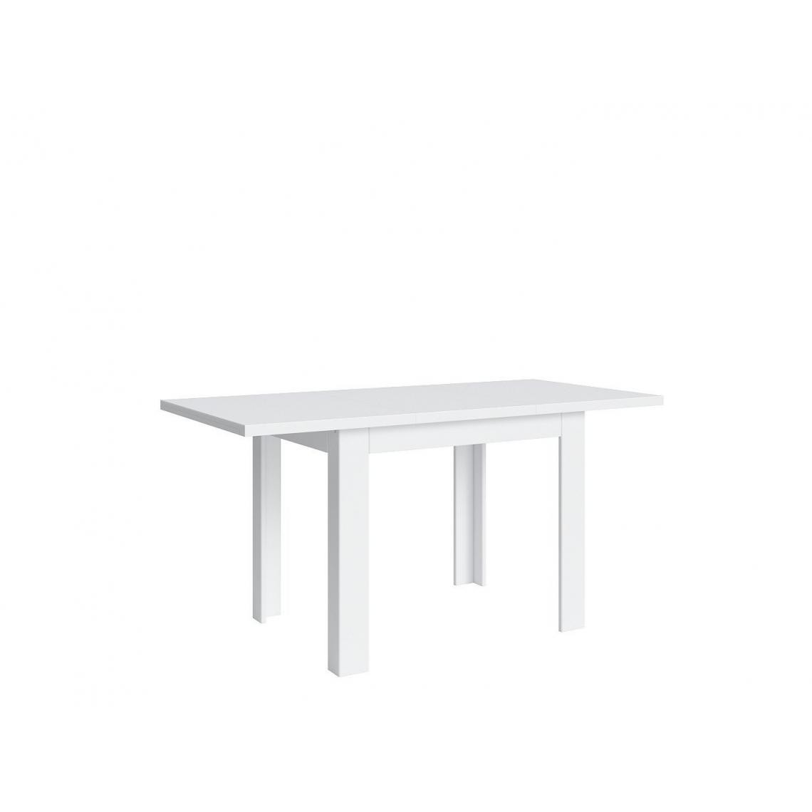 Hucoco - ANTAREL - Table rectangulaire extensible salon cuisine salle à manger - Style scandinave - 110-155x77x75 cm - Blanc - Tables à manger