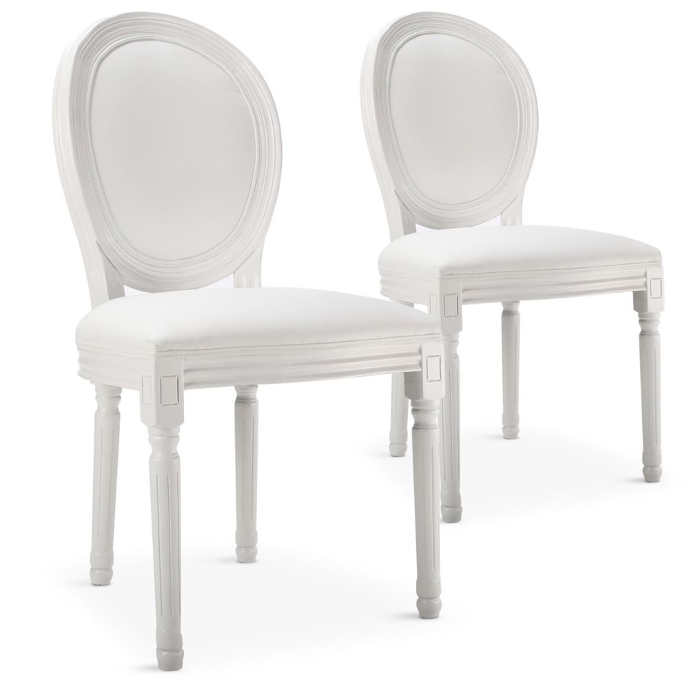 MENZZO - Lot de 20 chaises médaillon Louis XVI Simili (P.U) Blanc - Chaises