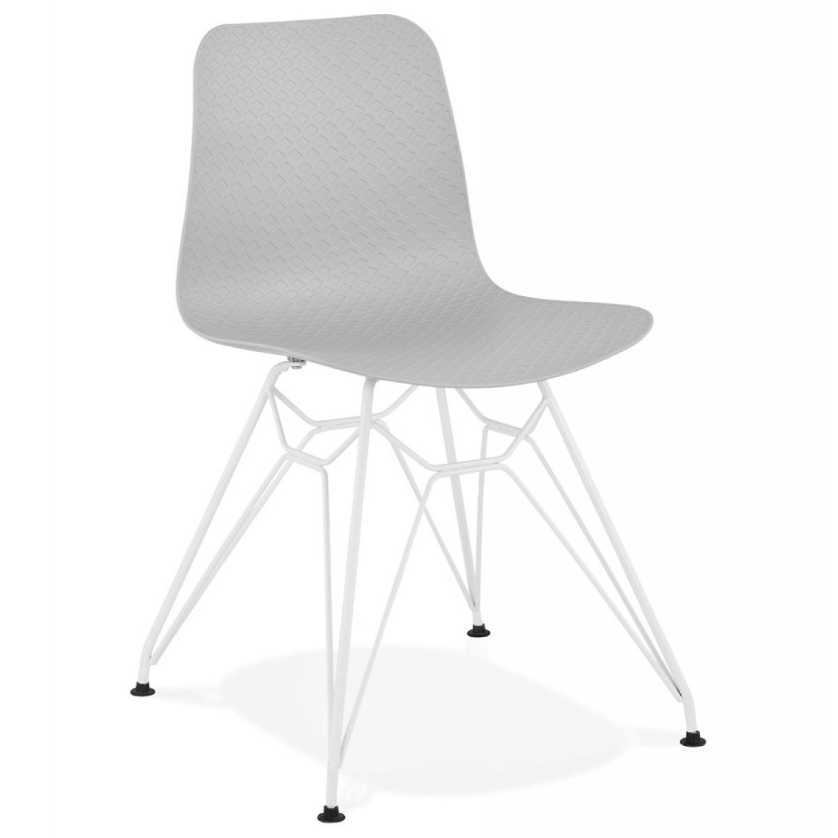 Alterego - Chaise moderne 'GAUDY' grise avec pied en métal blanc - Chaises