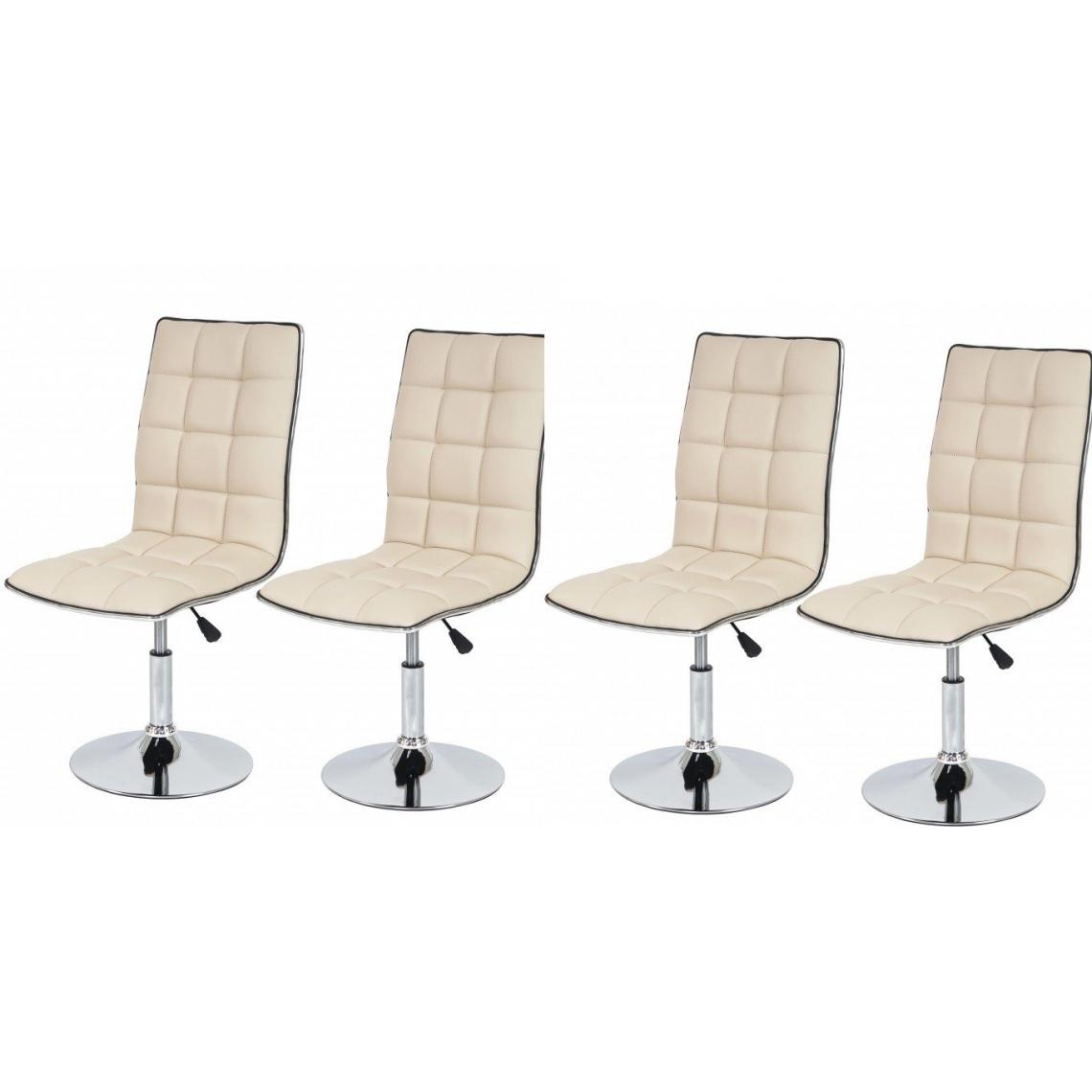Decoshop26 - Lot de 4 chaises de salle à manger hauteur réglable en similicuir crème CDS04175 - Chaises