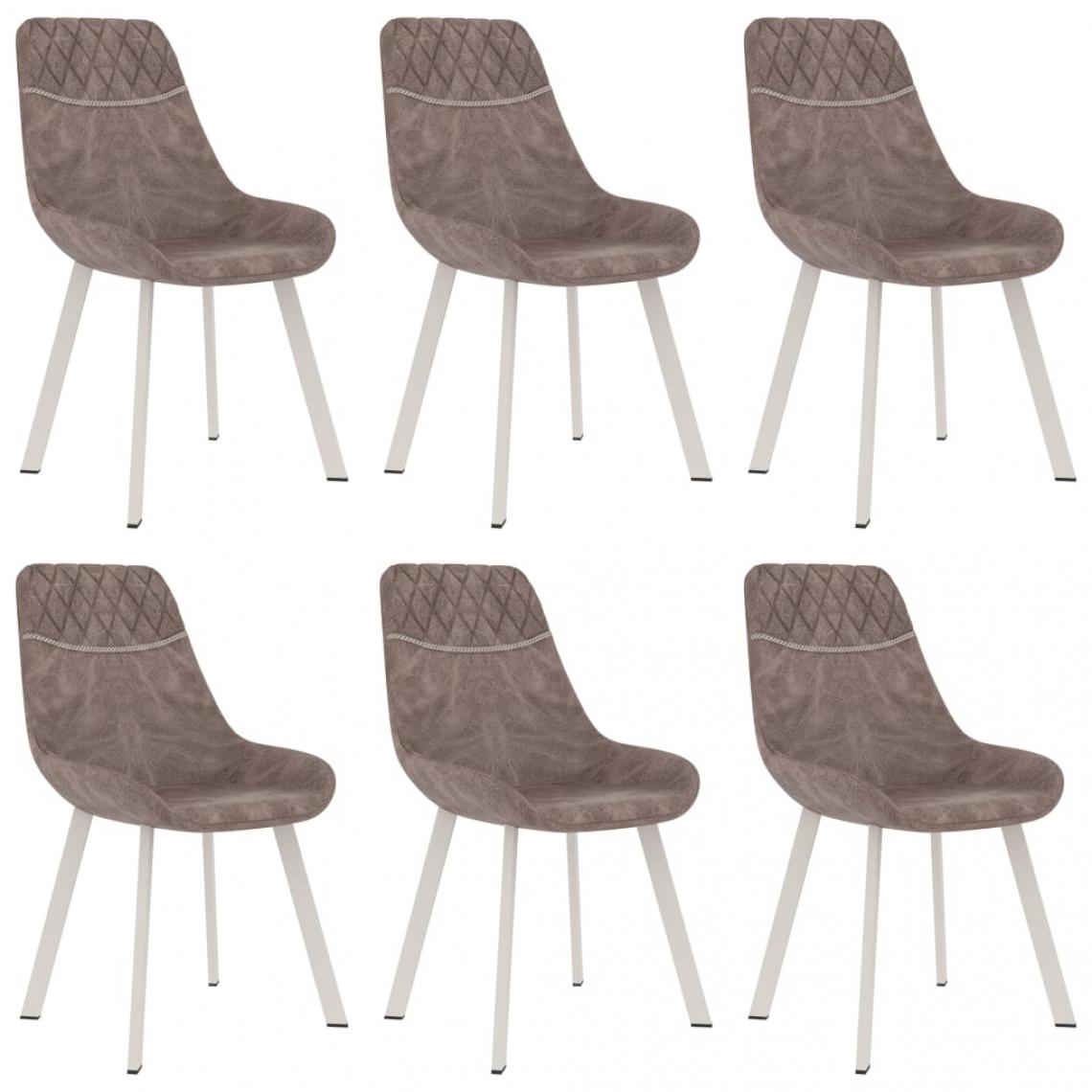 Decoshop26 - Lot de 6 chaises de salle à manger cuisine design moderne similicuir marron CDS022605 - Chaises