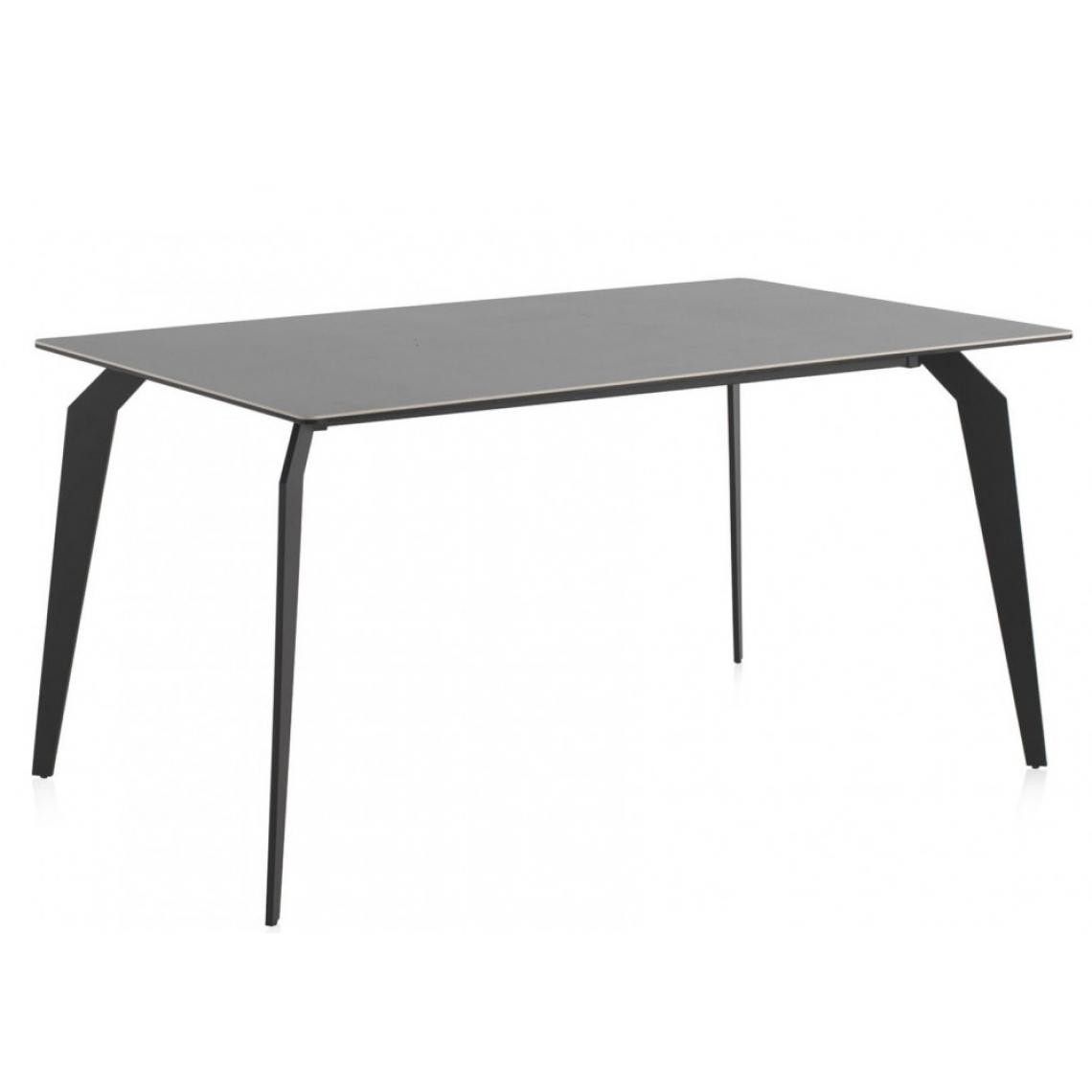 Pegane - Table rectangulaire en céramique effet marbre et pieds en métal coloris noir - Longueur 150 x Profondeur 90 x Hauteur 76 cm - Tables à manger