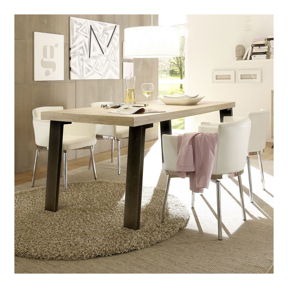Kasalinea - Table de salle à manger couleur bois contemporaine PLUME - Tables à manger