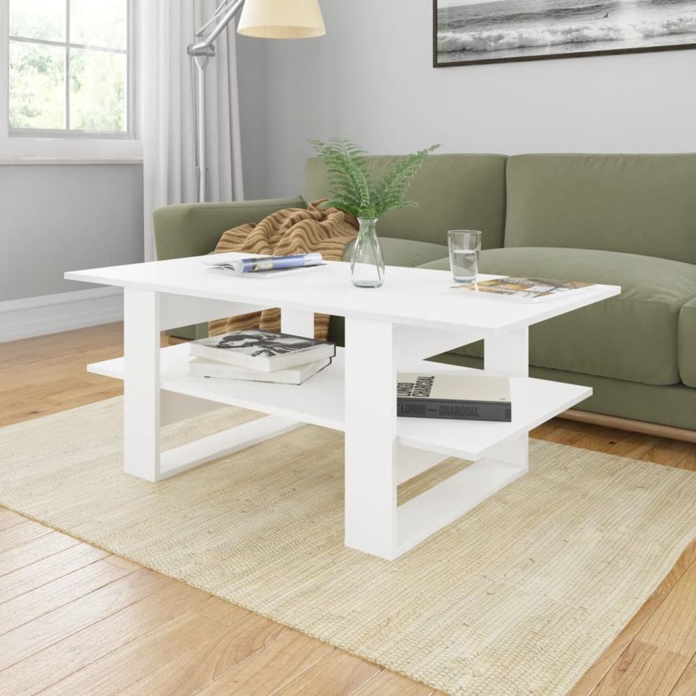 Vidaxl - vidaXL Table basse Blanc 110x55x42 cm Aggloméré - Tables à manger