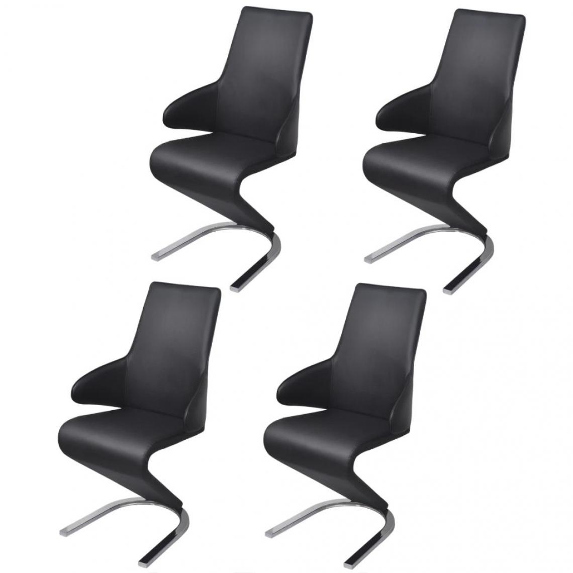 Decoshop26 - Lot de 4 chaises de salle à manger cuisine design contemporain similicuir noir CDS021812 - Chaises