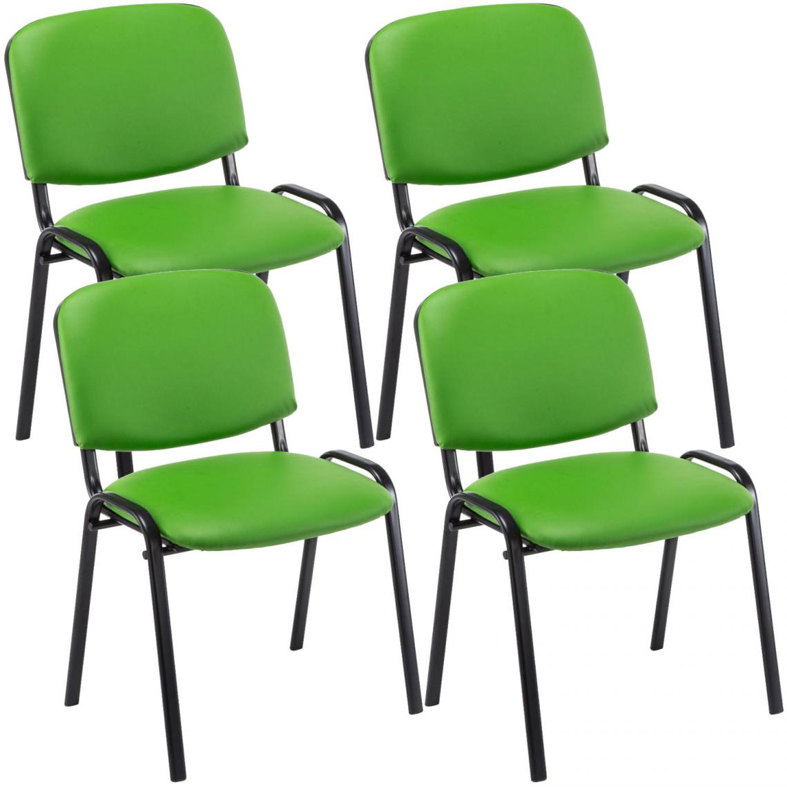 Icaverne - Esthetique Ensemble de 4 chaises visiteurs Bamako en similicuir couleur vert - Chaises