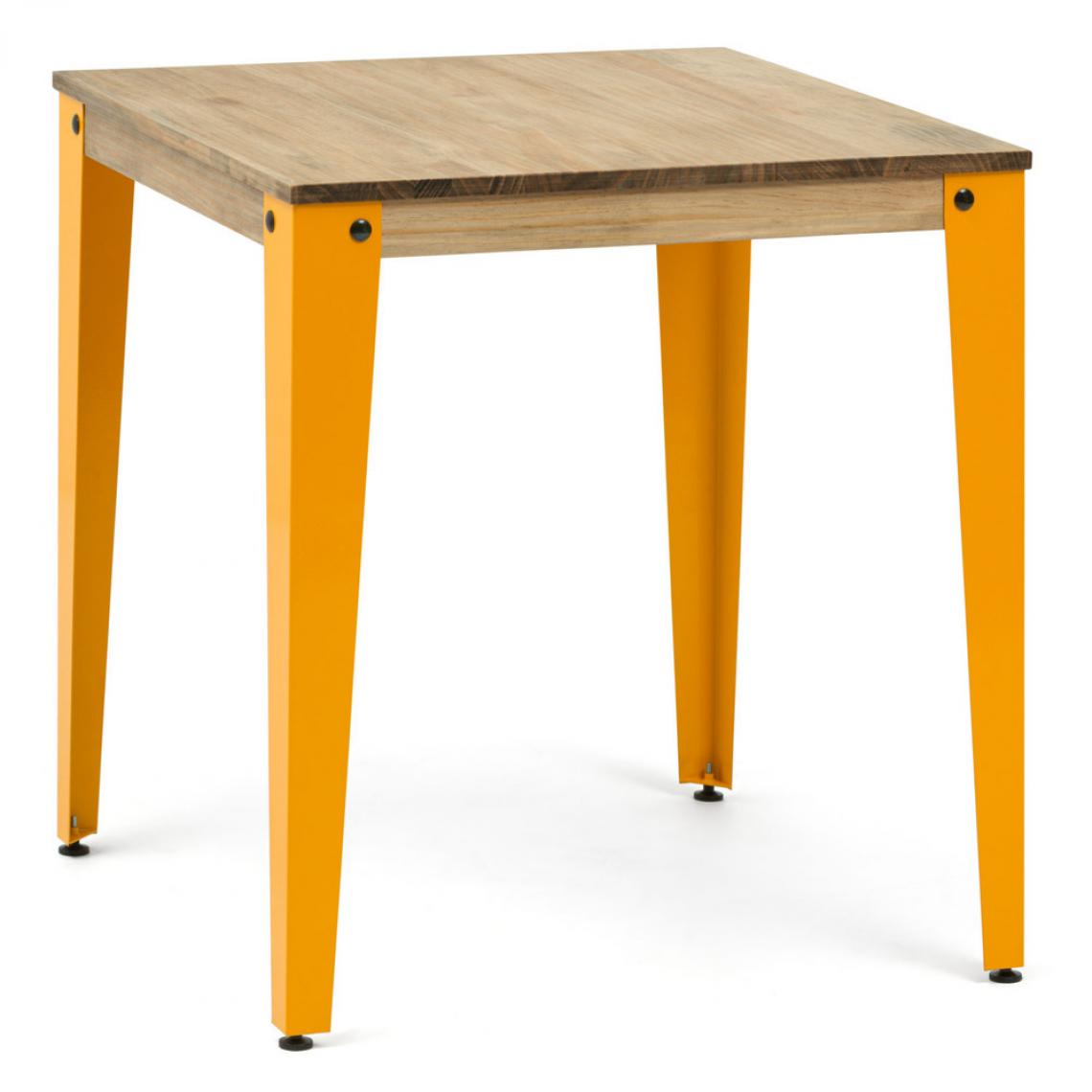 BOX FURNITURE - Table Salle à Manger Lunds 70x70x75cm Jaune-Vieilli Box Furniture - Tables à manger