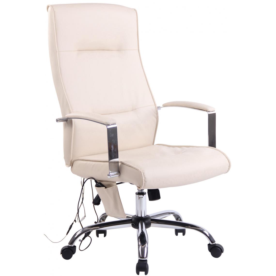 Icaverne - Magnifique Chaise de bureau en similicuir collection Reykjavik avec fonction de massage couleur crème - Chaises