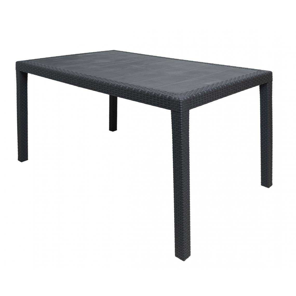 Alter - Table d'extérieur rectangulaire, Structure en résine dure effet rotin, Made in Italy, 150 x 90 x 72 cm, Couleur anthracite - Tables à manger