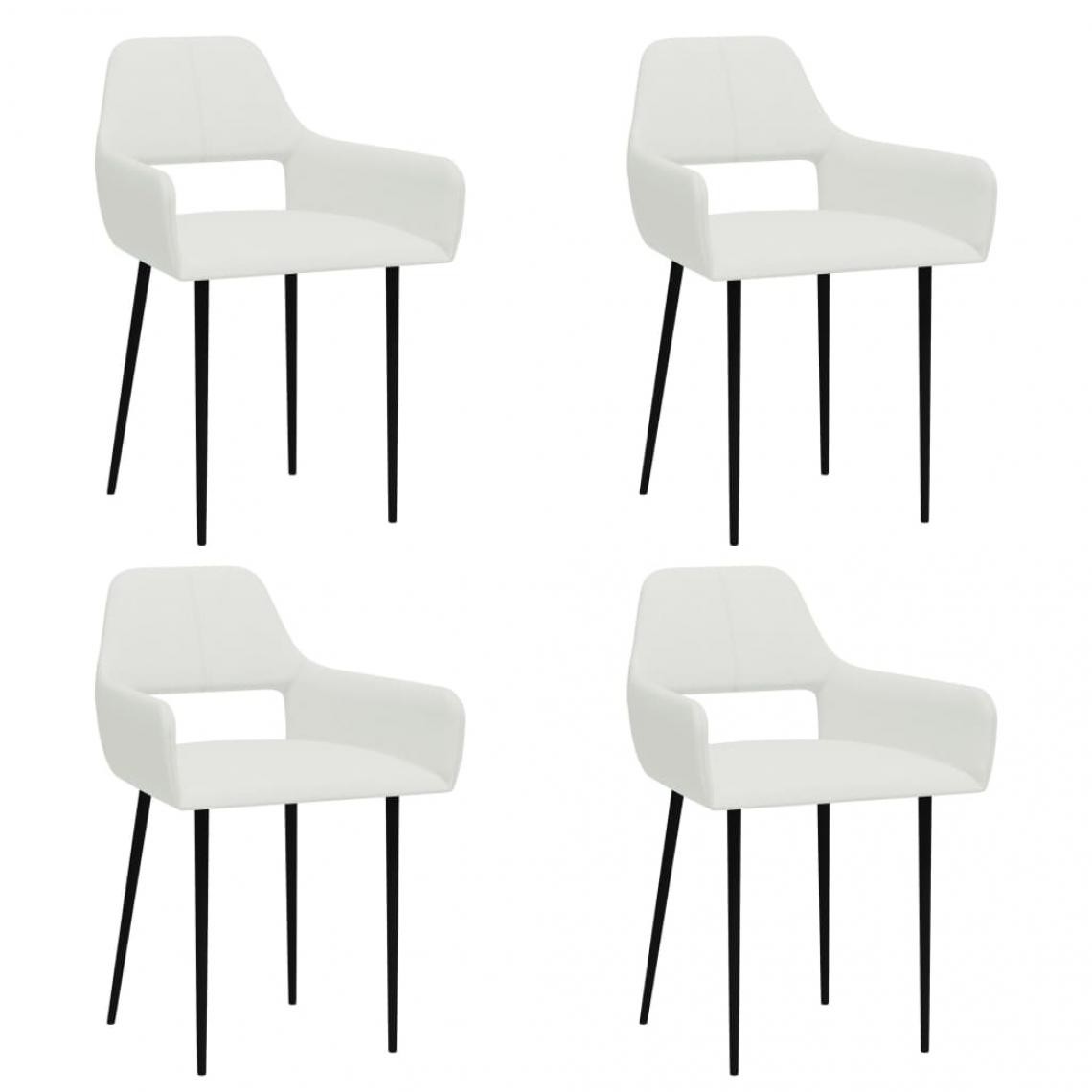 Decoshop26 - Lot de 4 chaises de salle à manger cuisine design moderne tissu blanc CDS021266 - Chaises