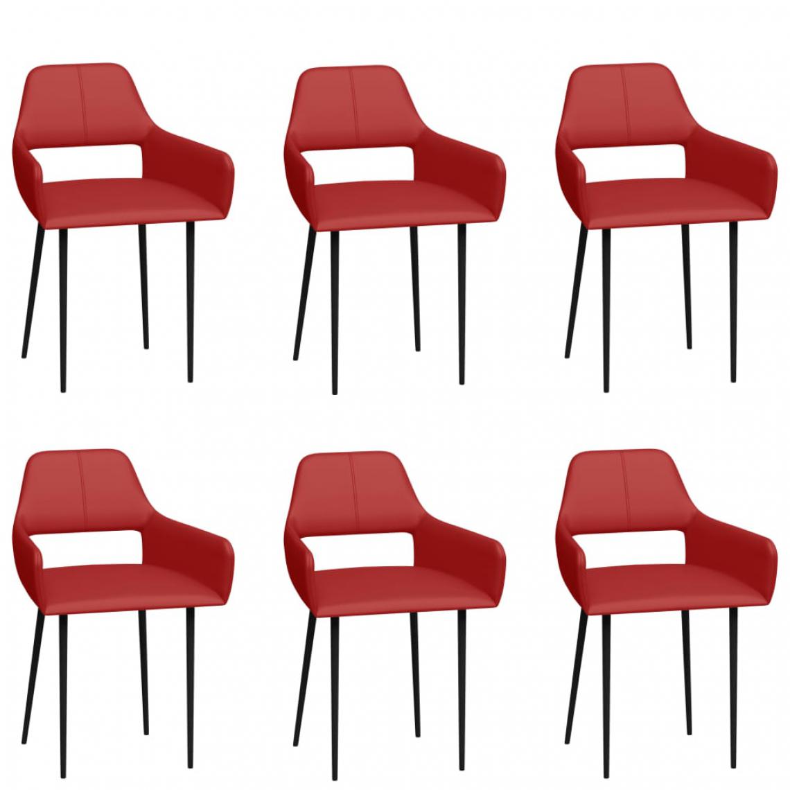 Icaverne - Superbe Fauteuils et chaises reference Londres Chaises de salle à manger 6 pcs Rouge Similicuir - Chaises