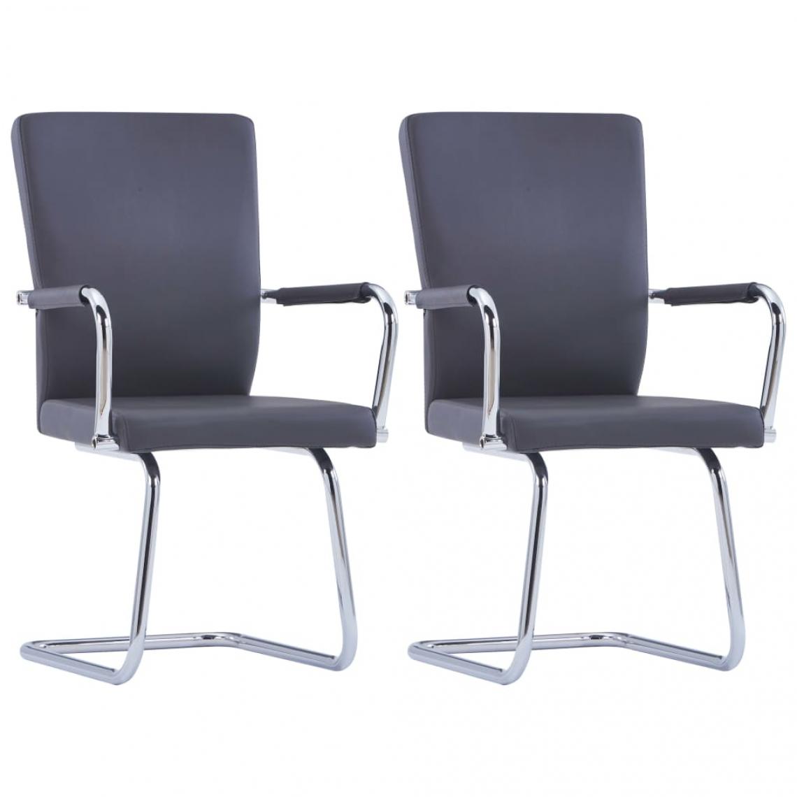 Decoshop26 - Lot de 2 chaises de salle à manger cuisine cantilever design moderne similicuir gris CDS020332 - Chaises