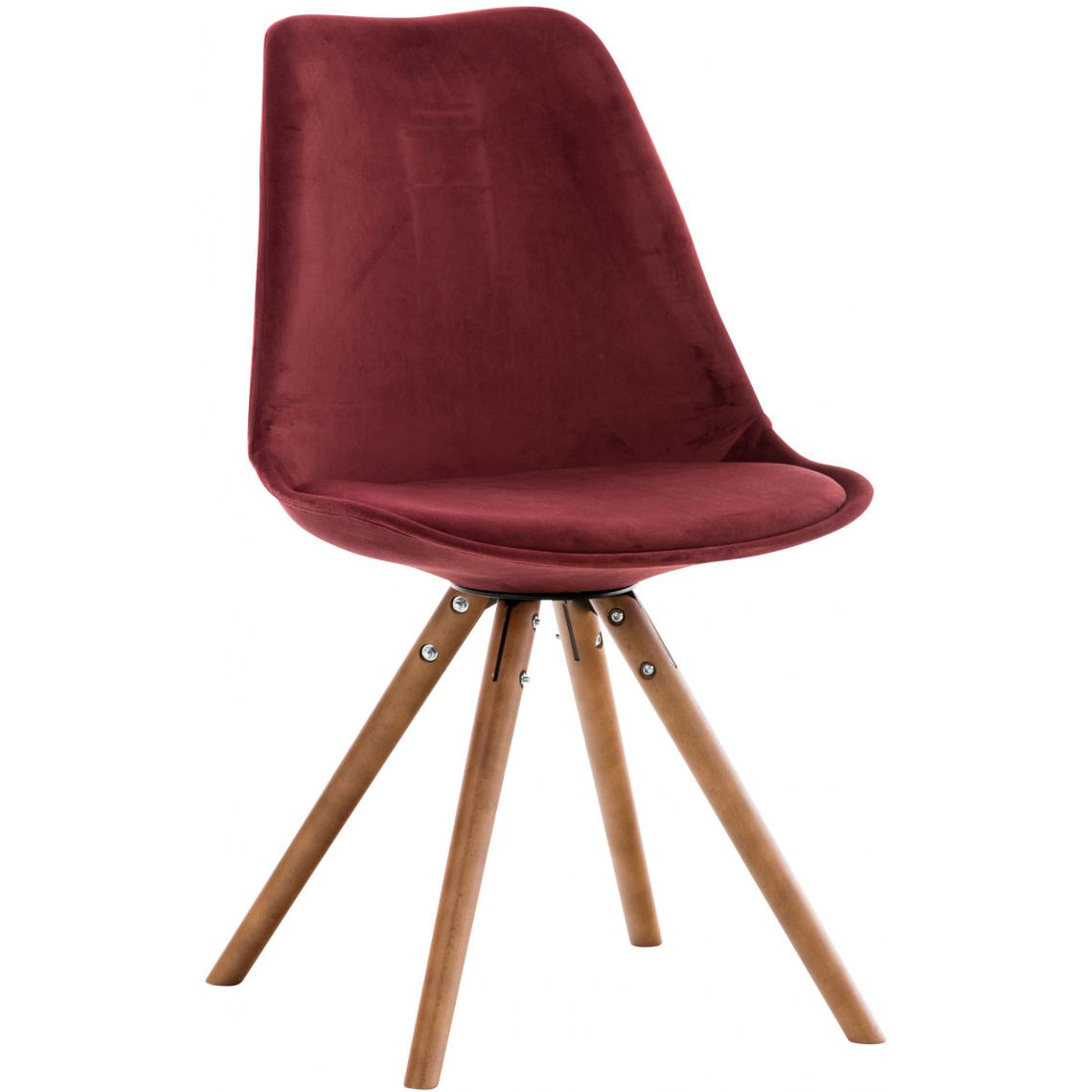 Icaverne - Splendide Chaise ronde en velours Manille noyer couleur rouge - Chaises