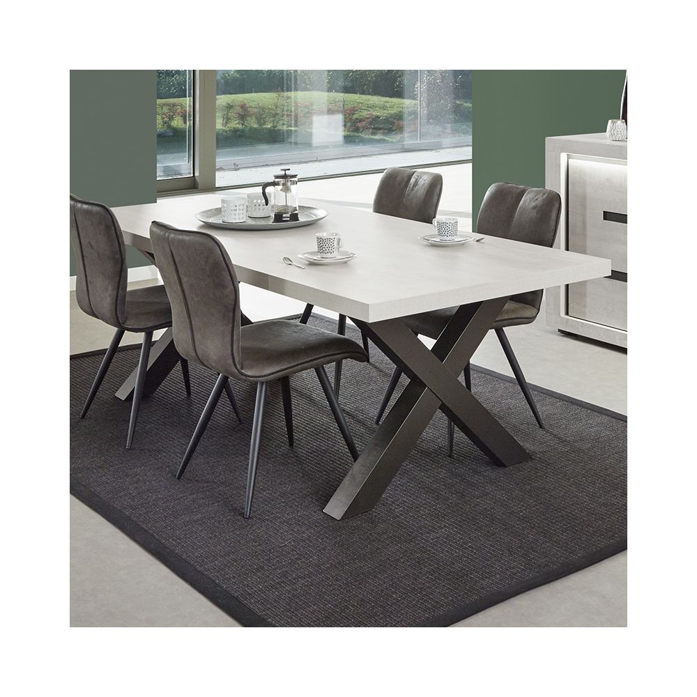 Nouvomeuble - Grande table contemporaine couleur chêne gris LUCAS - Tables à manger