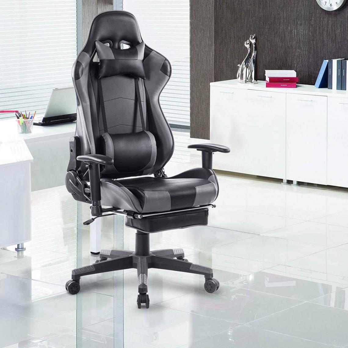 MercatoXL - Gaming président Racing chaise pivotante chaise gris imitation modèle en cuir - Tables à manger