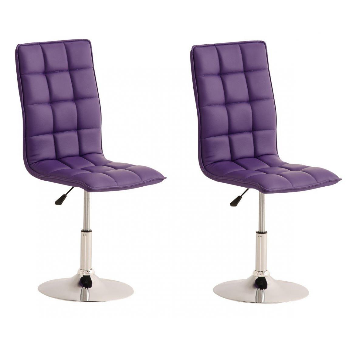 Decoshop26 - Lot de 2 chaises de salle à manger hauteur réglable en simili-cuir violet CDS10029 - Chaises