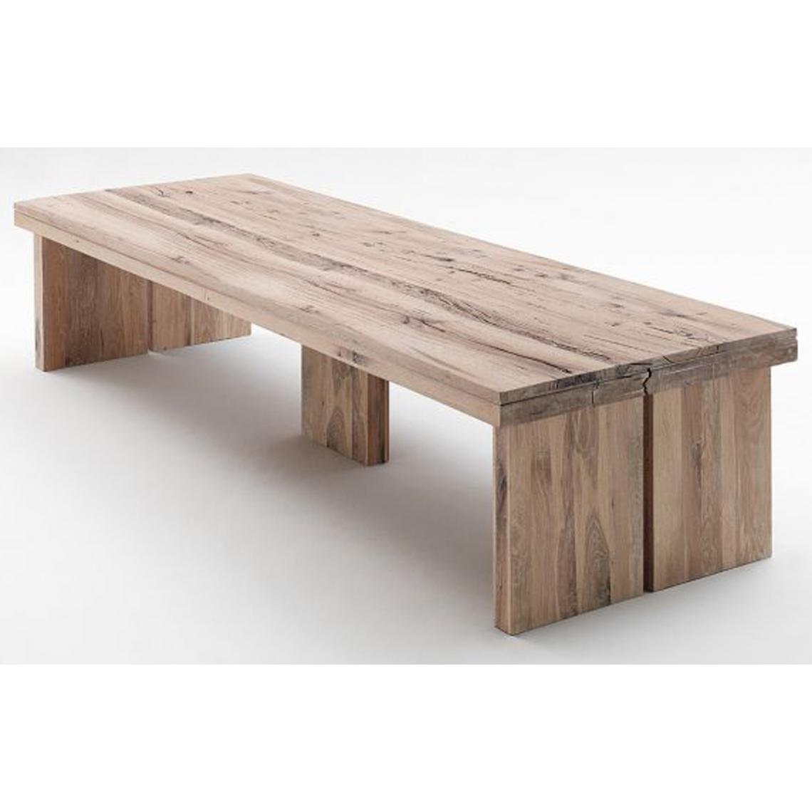 Pegane - Table à manger rectangulaire en chêne chaulé, laqué mat massif - L.300 x H.76 x P.120 cm - Tables à manger