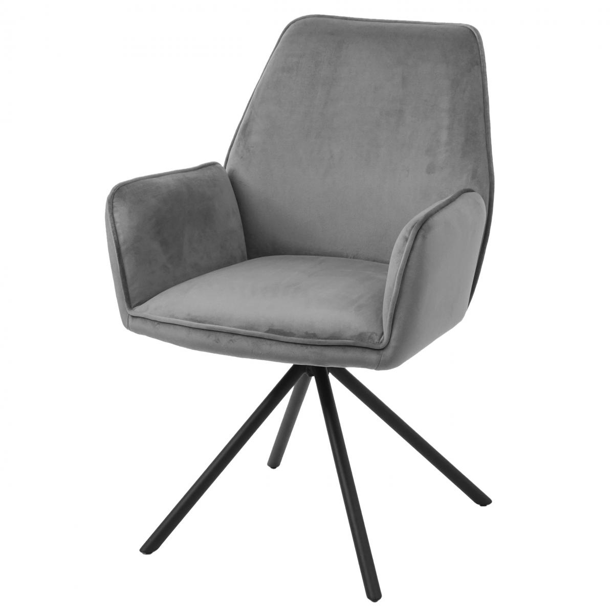 Mendler - Chaise de salle à manger HWC-G67, chaise de cuisine, pivotante, auto-position ~ velours, gris foncé - Chaises