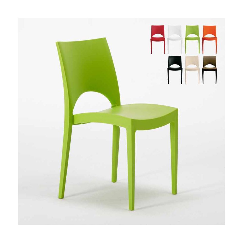 Grand Soleil - Chaise en polypropylène empilable salle à manger bar Paris Grand Soleil, Couleur: Vert - Chaises